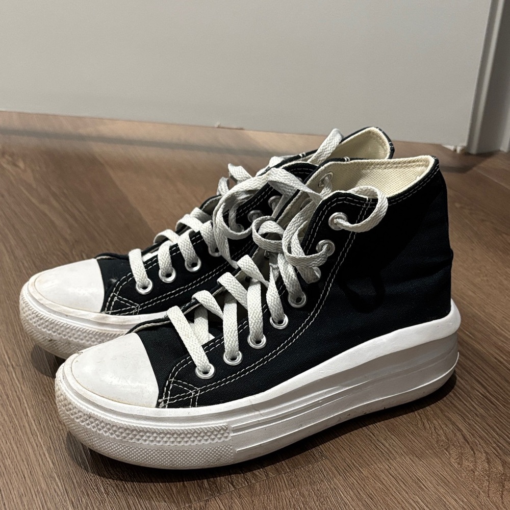 Stylish Black and White High-Top Sneakers